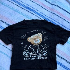 Black Kids T-Shirt with Bear Print